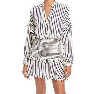 Aqua Striped Mini Dress - Black and White